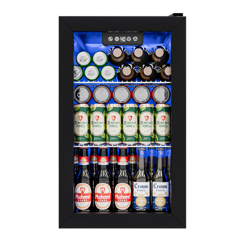 IUDommy 15.4'' W 50 Cans 1.7 Cubic Feet Freestanding/Built-In Wine & Beverage Refrigerator With Glass Door, Black