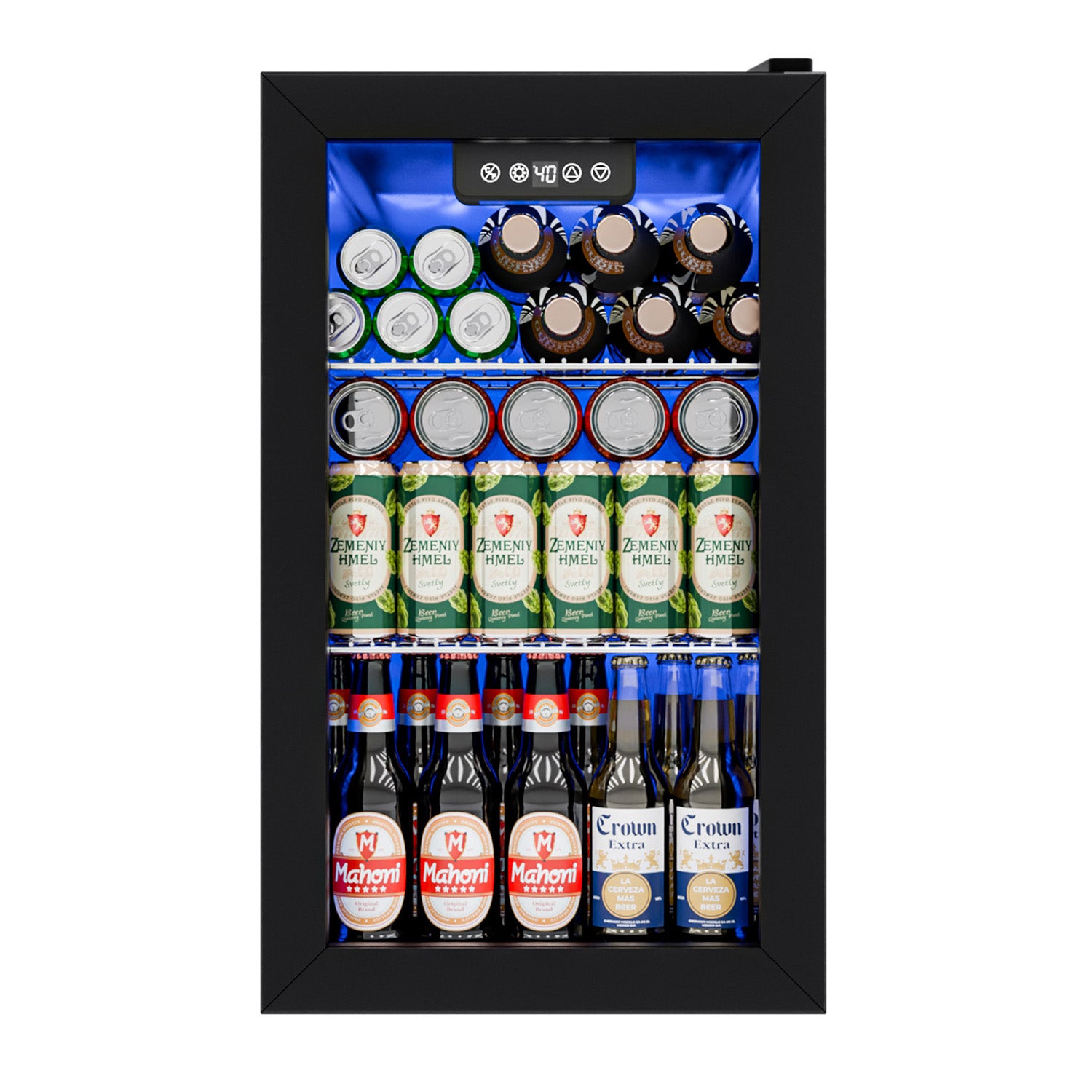 IUDommy 15.4'' W 50 Cans 1.7 Cubic Feet Freestanding/Built-In Wine & Beverage Refrigerator With Glass Door, Black