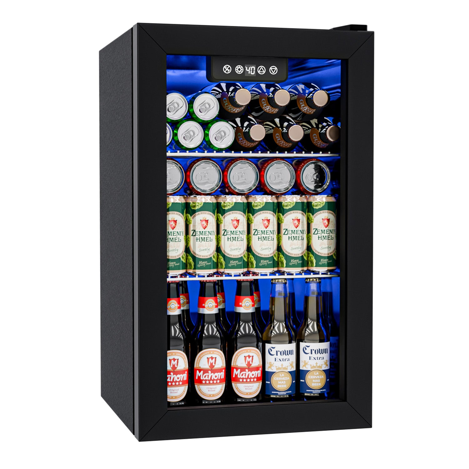 IUDommy 15.4'' W 50 Cans 1.7 Cubic Feet Freestanding/Built-In Wine & Beverage Refrigerator With Glass Door, Black