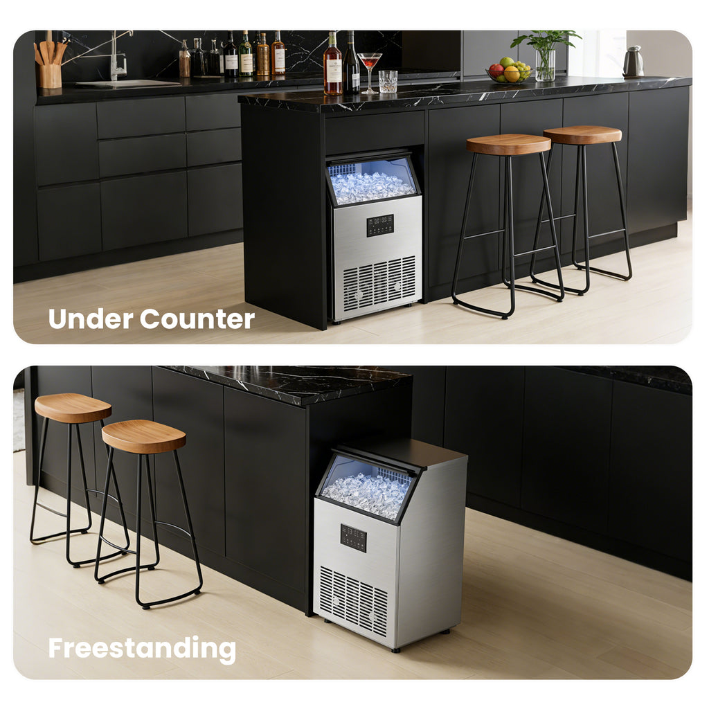 IUDommy 18.9" Freestanding Ice Maker With 200 Lb./24H Daily Production, Clear Ice And Dual Water Supply In Stainless Steel