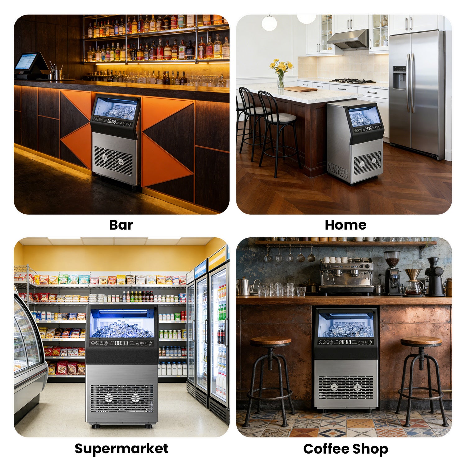 IUDommy 14.17" Freestanding Ice Maker With 80 Lb./24H Daily Production, Clear Ice And Dual Water Supply In Stainless Steel