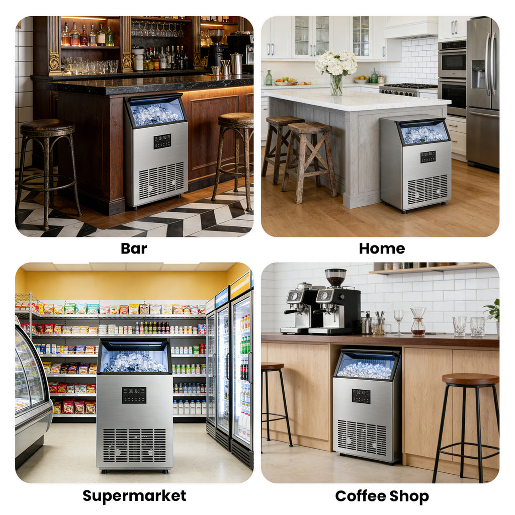 IUDommy 18.9" Freestanding Ice Maker With 200 Lb./24H Daily Production, Clear Ice And Dual Water Supply In Stainless Steel