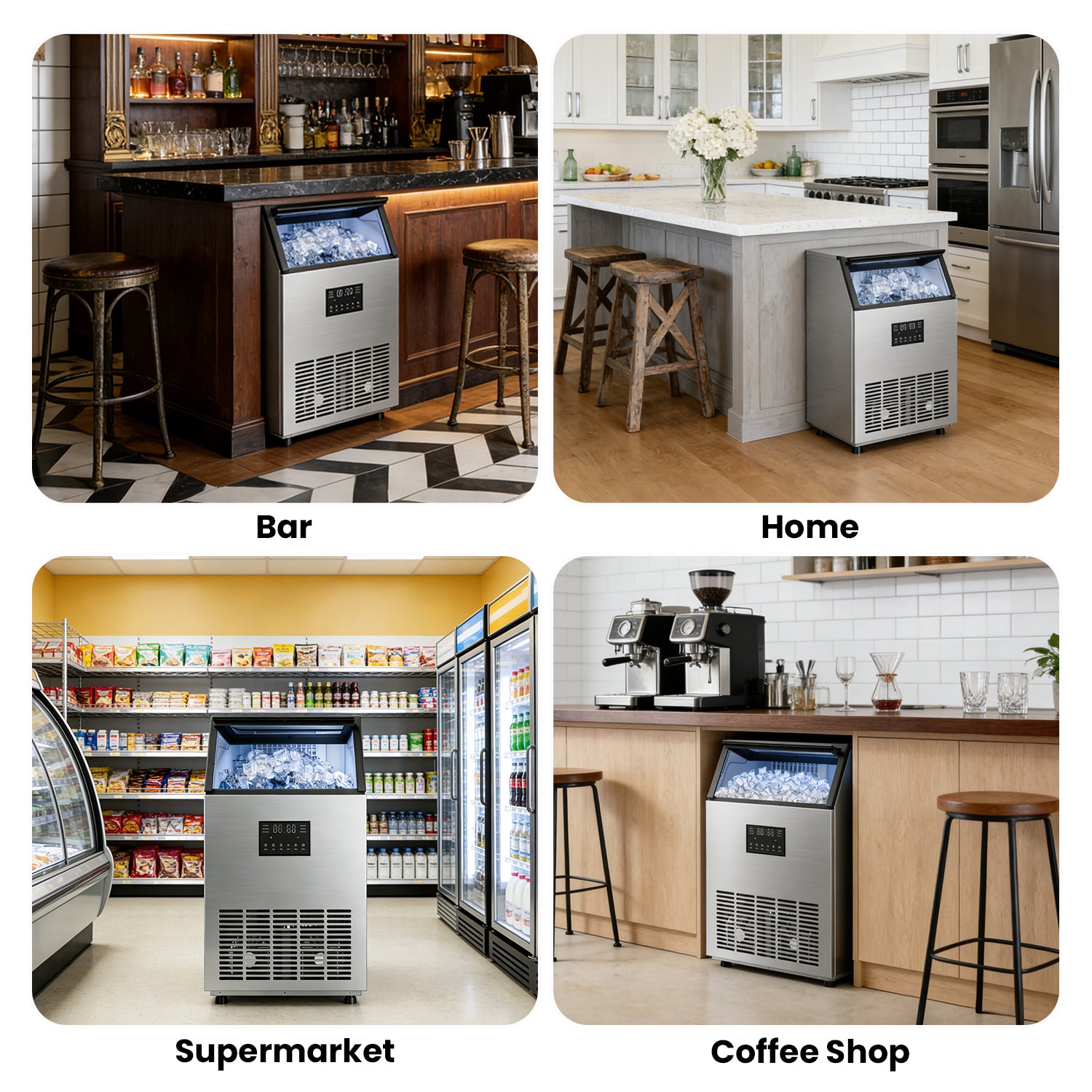 IUDommy 18.9" Freestanding Ice Maker With 120 Lb./24H Daily Production, Clear Ice And Dual Water Supply In Stainless Steel