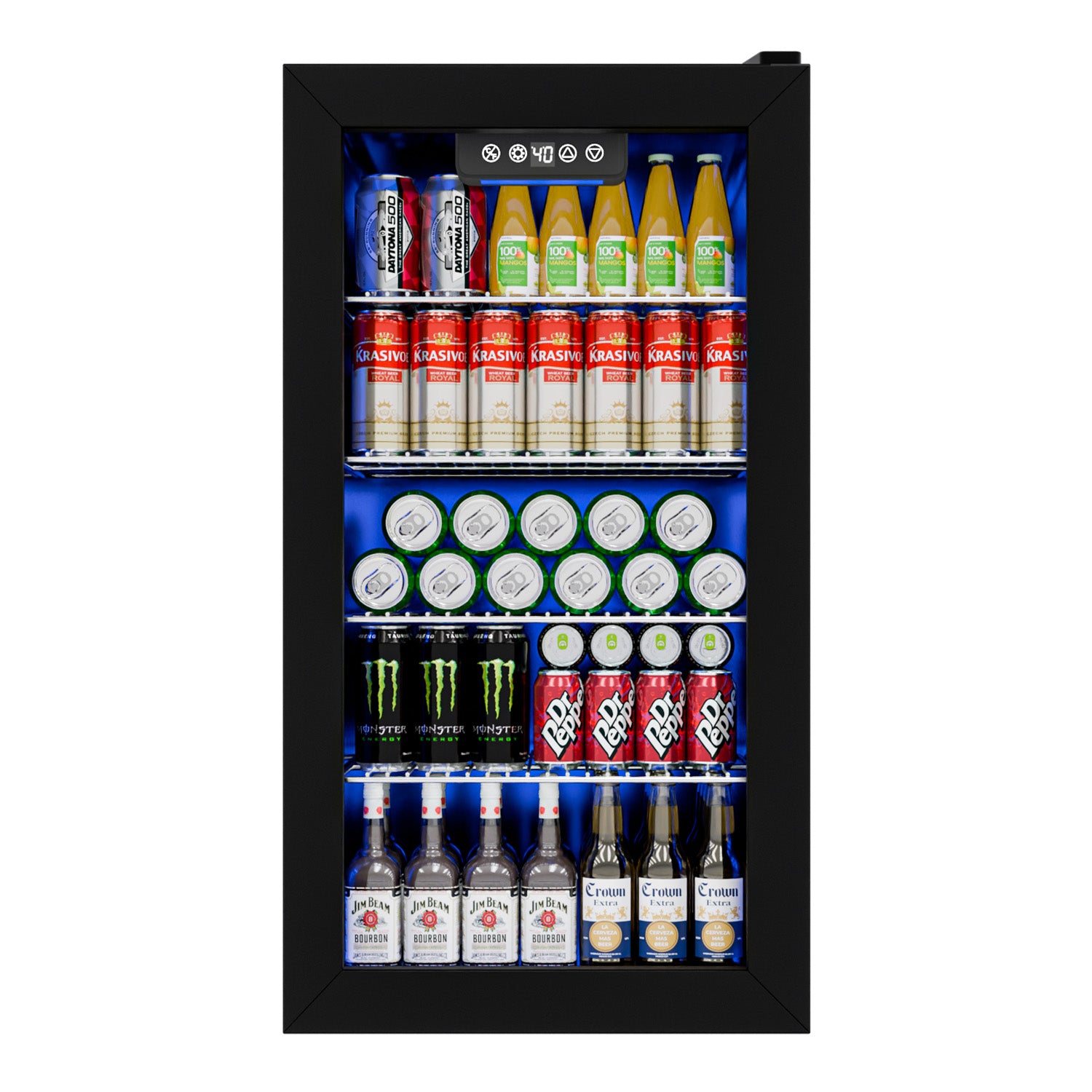 IUDommy 15.4'' W 130 Cans 1.7 Cubic Feet Freestanding/Built-In Wine & Beverage Refrigerator With Glass Door, Black