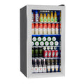 IUDommy 15.4'' W 130 Cans 1.7 Cubic Feet Freestanding/Built-In Wine & Beverage Refrigerator With Glass Door, Silver