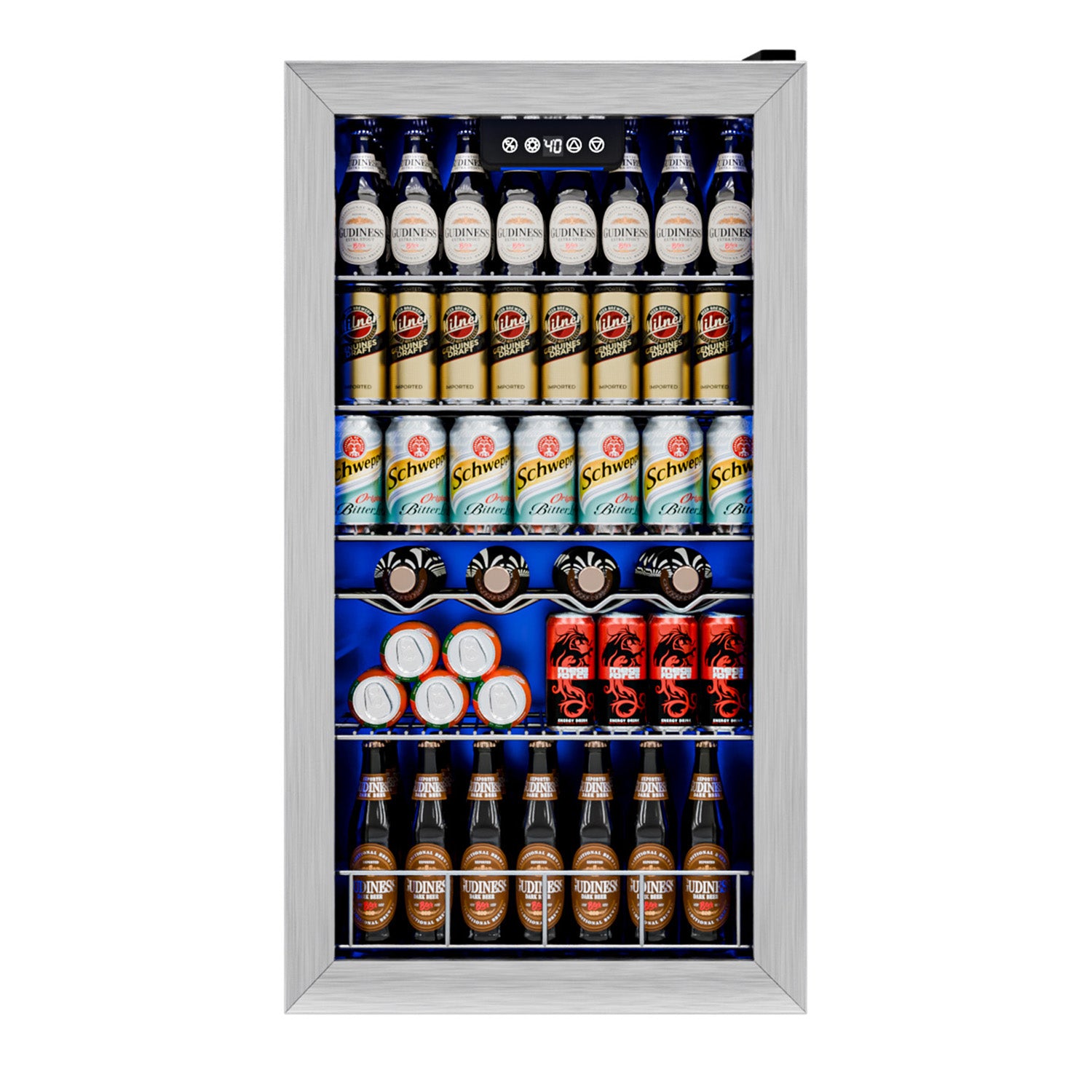 IUDommy 17.8'' W 150 Cans 2.4 Cubic Feet Freestanding/Built-In Wine & Beverage Refrigerator With Glass Door, Silver