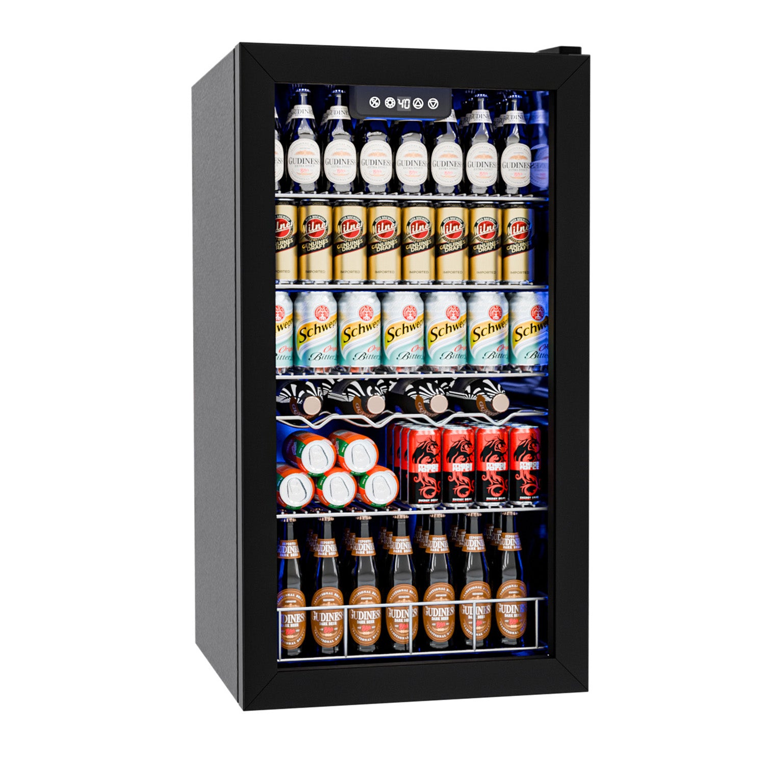 IUDommy 17.8'' W 150 Cans 2.4 Cubic Feet Freestanding/Built-In Wine & Beverage Refrigerator With Glass Door, Black