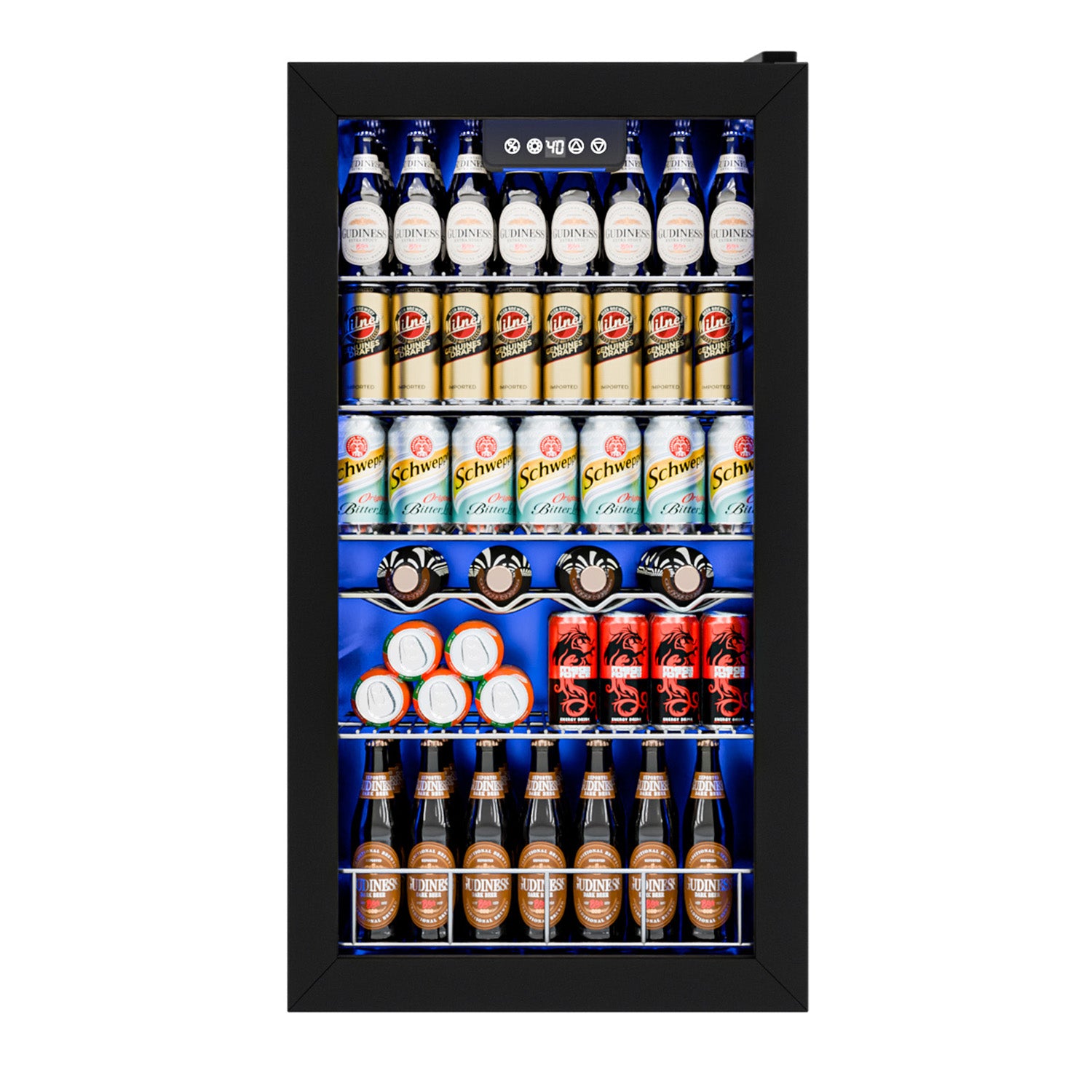 IUDommy 17.8'' W 150 Cans 2.4 Cubic Feet Freestanding/Built-In Wine & Beverage Refrigerator With Glass Door, Black