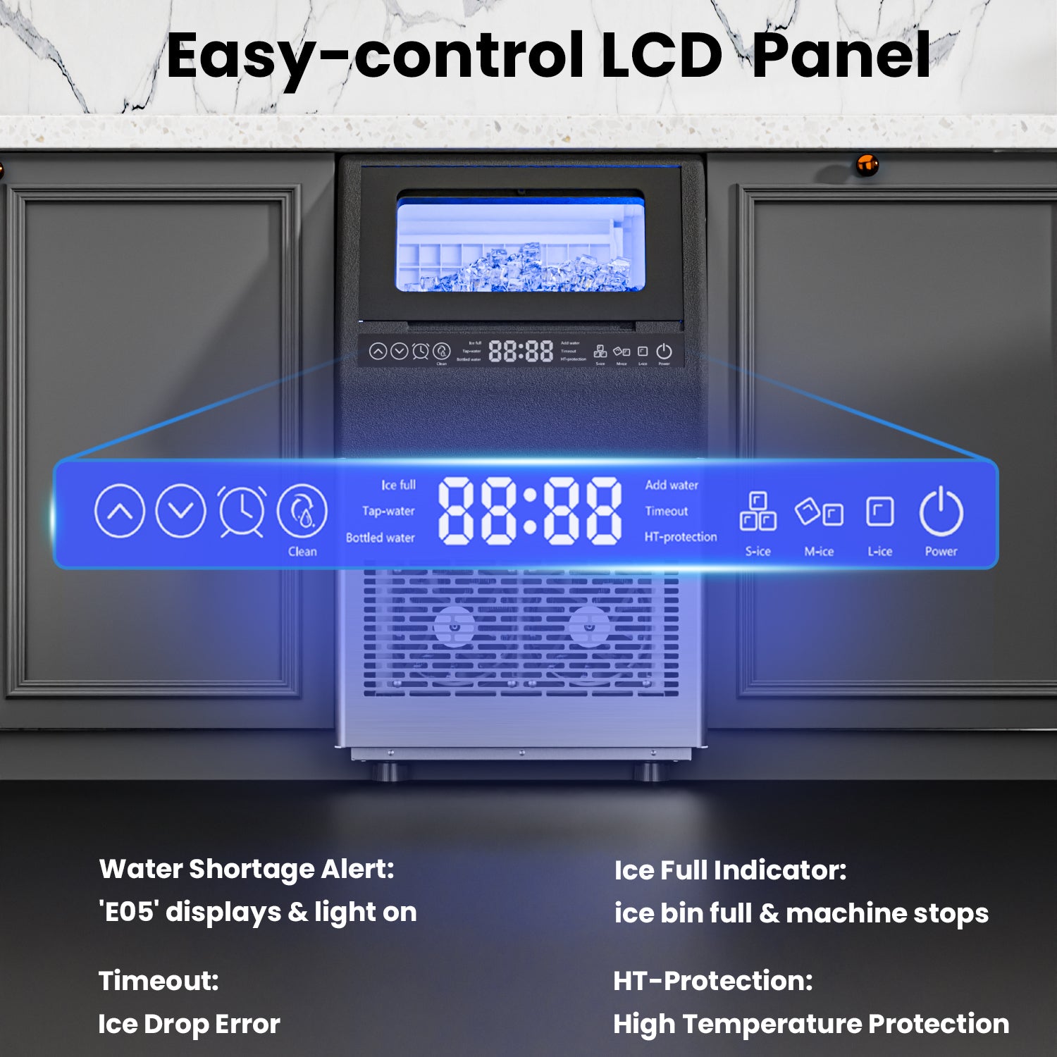 IUDommy 14.17" Freestanding Ice Maker With 80 Lb./24H Daily Production, Clear Ice And Dual Water Supply In Stainless Steel
