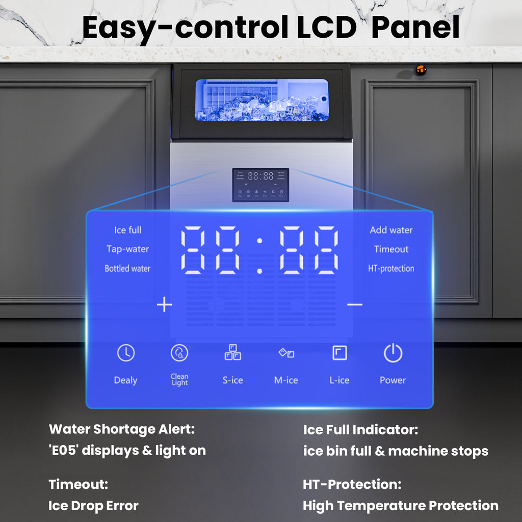 IUDommy 18.9" Freestanding Ice Maker With 120 Lb./24H Daily Production, Clear Ice And Dual Water Supply In Stainless Steel