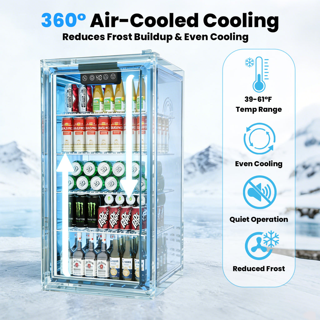 IUDommy 15.4'' W 130 Cans 1.7 Cubic Feet Freestanding/Built-In Wine & Beverage Refrigerator With Glass Door, Black