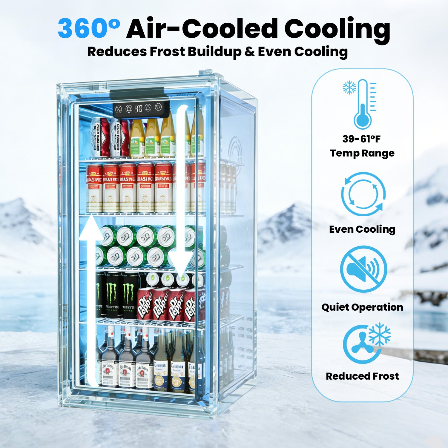 IUDommy 15.4'' W 130 Cans 1.7 Cubic Feet Freestanding/Built-In Wine & Beverage Refrigerator With Glass Door, Black