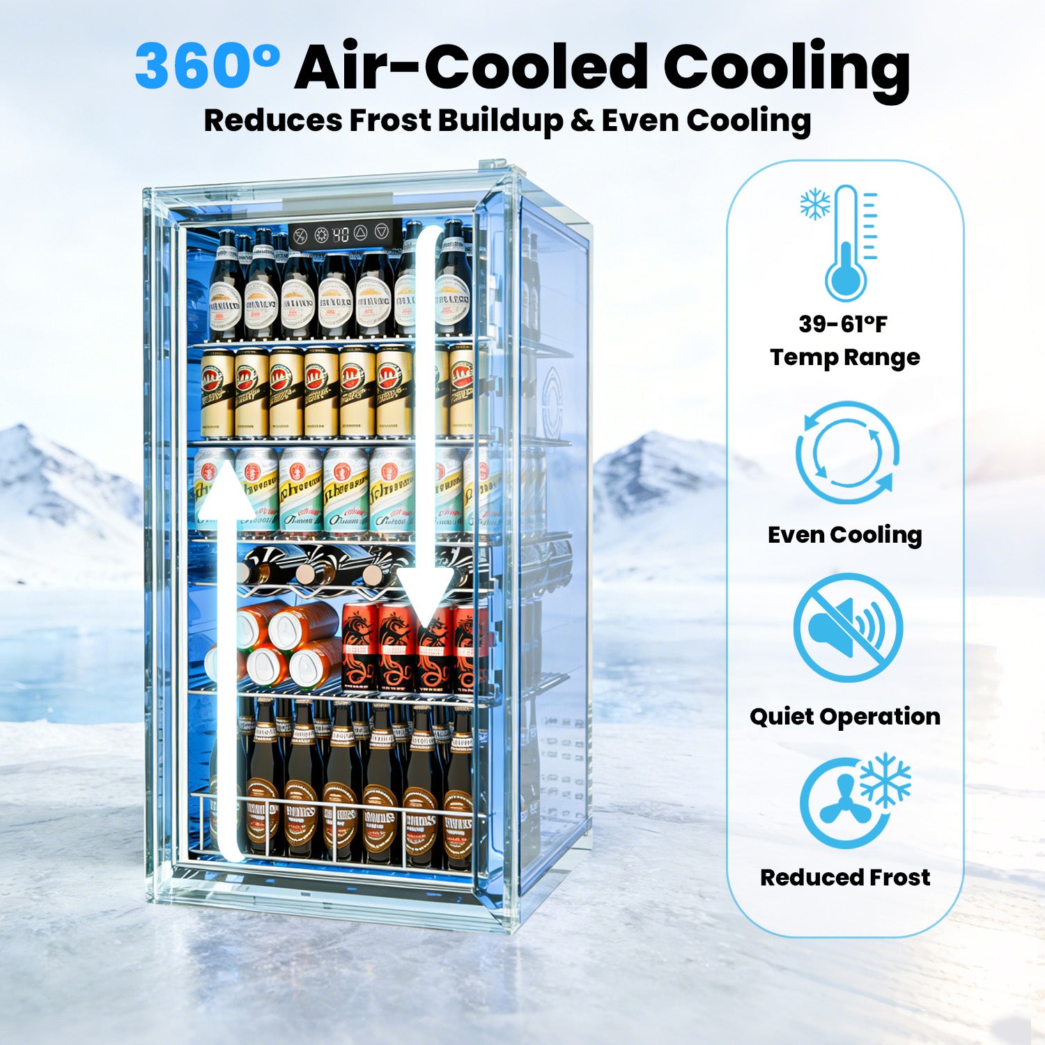 IUDommy 17.8'' W 150 Cans 2.4 Cubic Feet Freestanding/Built-In Wine & Beverage Refrigerator With Glass Door, Silver