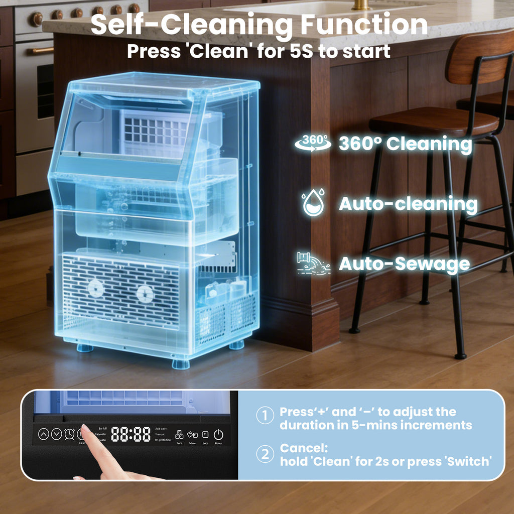 IUDommy 14.17" Freestanding Ice Maker With 80 Lb./24H Daily Production, Clear Ice And Dual Water Supply In Stainless Steel