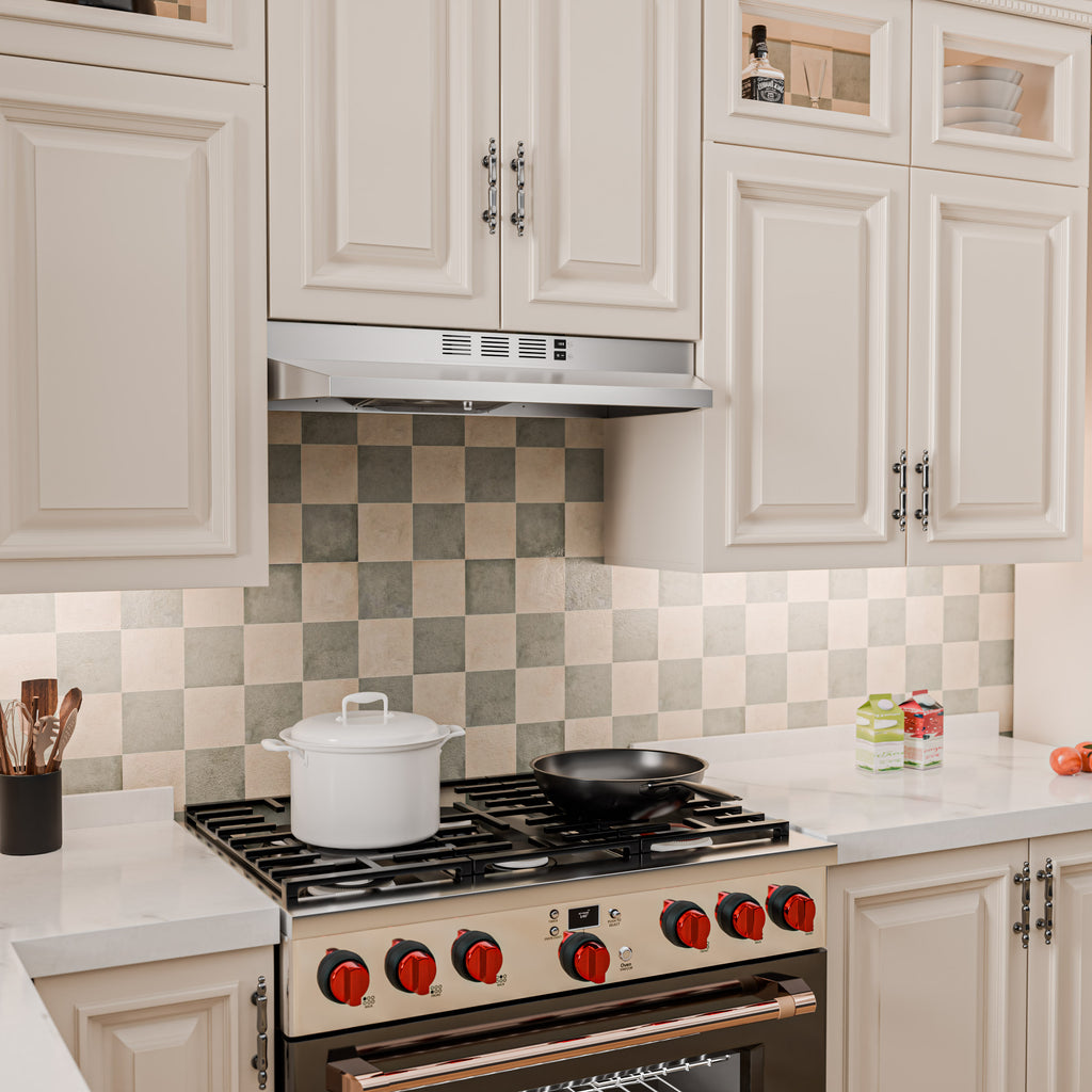 30" Stainless Steel Under Cabinet Range Hood 380 CFM, Convertible Vent, LED, Low Noise, Top & Rear Venting