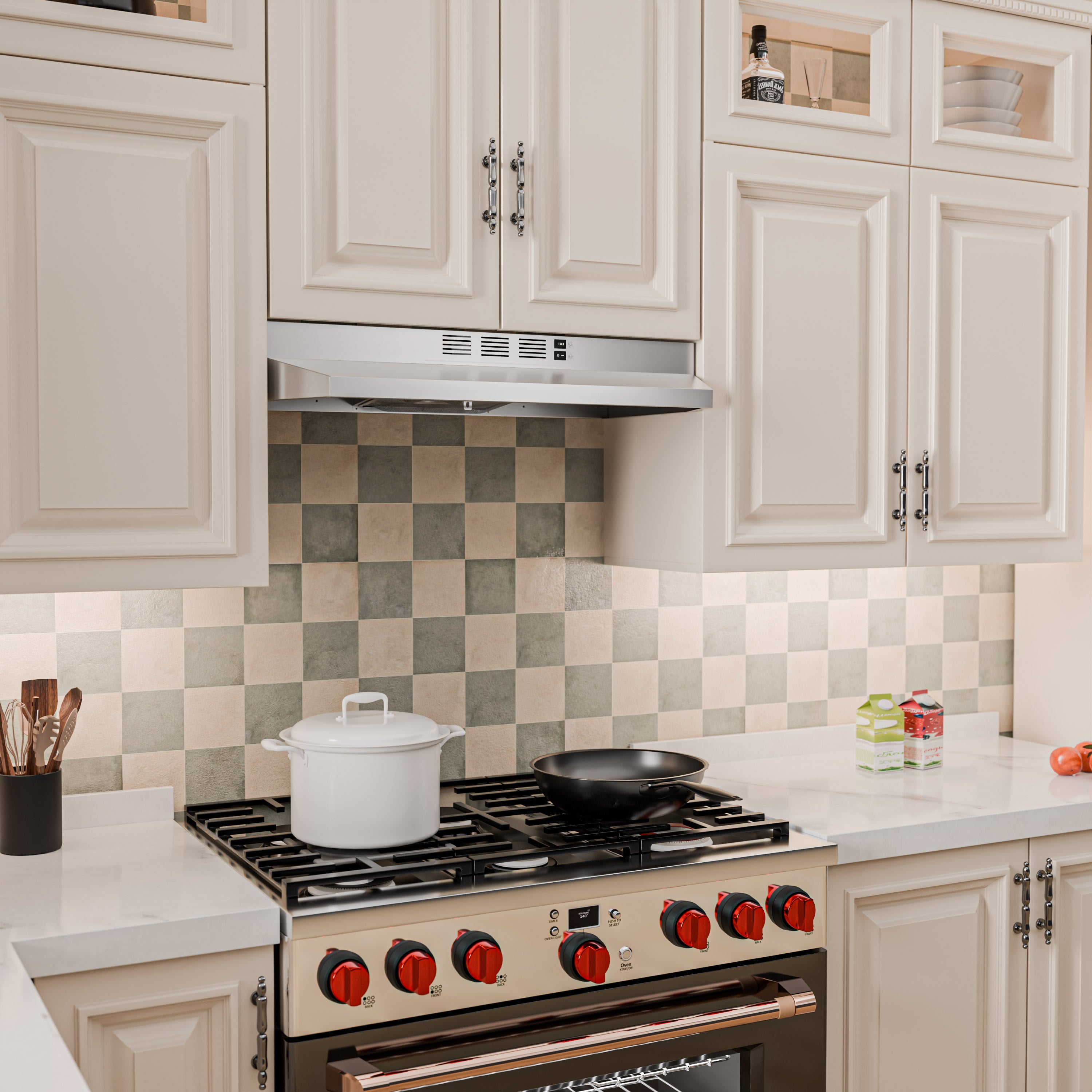 30" Stainless Steel Under Cabinet Range Hood 380 CFM, Convertible Vent, LED, Low Noise, Top & Rear Venting