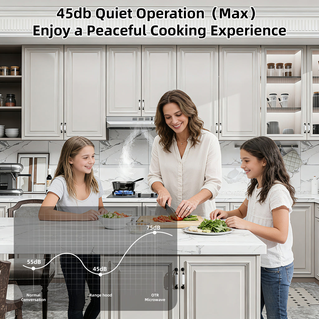30" Stainless Steel Under Cabinet Range Hood 380 CFM, Convertible Vent, LED, Low Noise, Top & Rear Venting