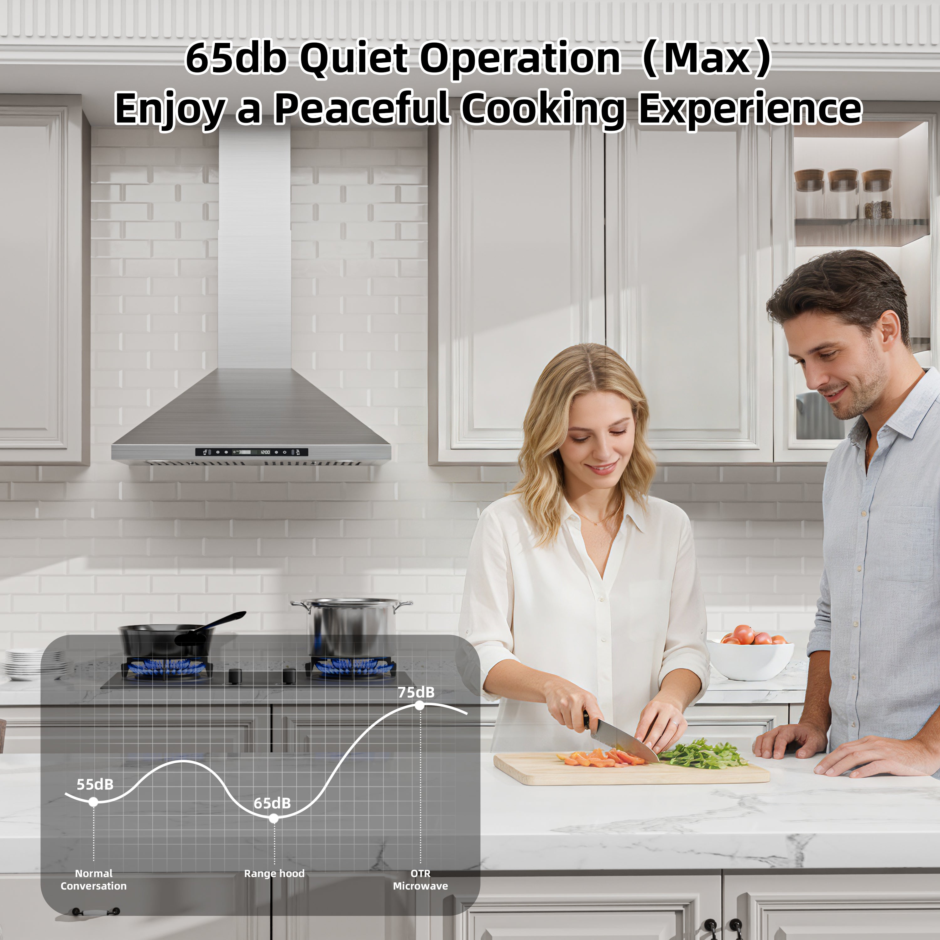 30" Stainless Steel Wall Mount Range Hood 600 CFM, Convertible Vent, 3-Speed, LED Lights